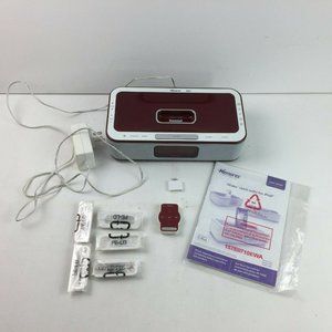 Memorex iWake Clock Radio For iPod Red Adapter Remote Lot Set Music Dock Speaker